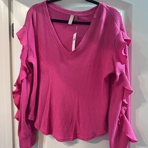 Anthropologie Fuchsia Ruffled Blouse